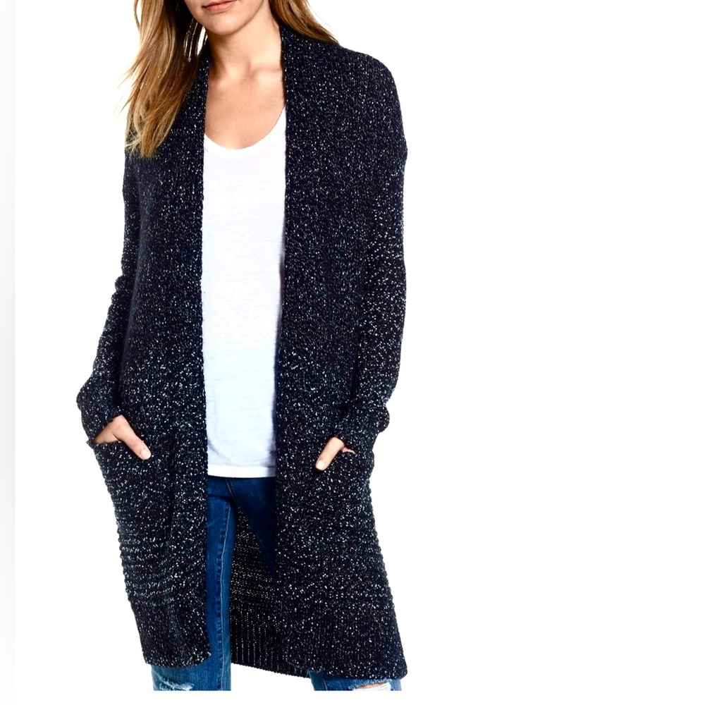 Caslon Mixed Stitch Long Cardigan Sz M